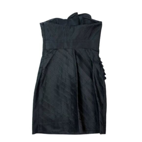 𝅺PHOEBE COUTURE Black 100% Silk Elegant Strapless Cocktail Dress Size 4 - Picture 14 of 16